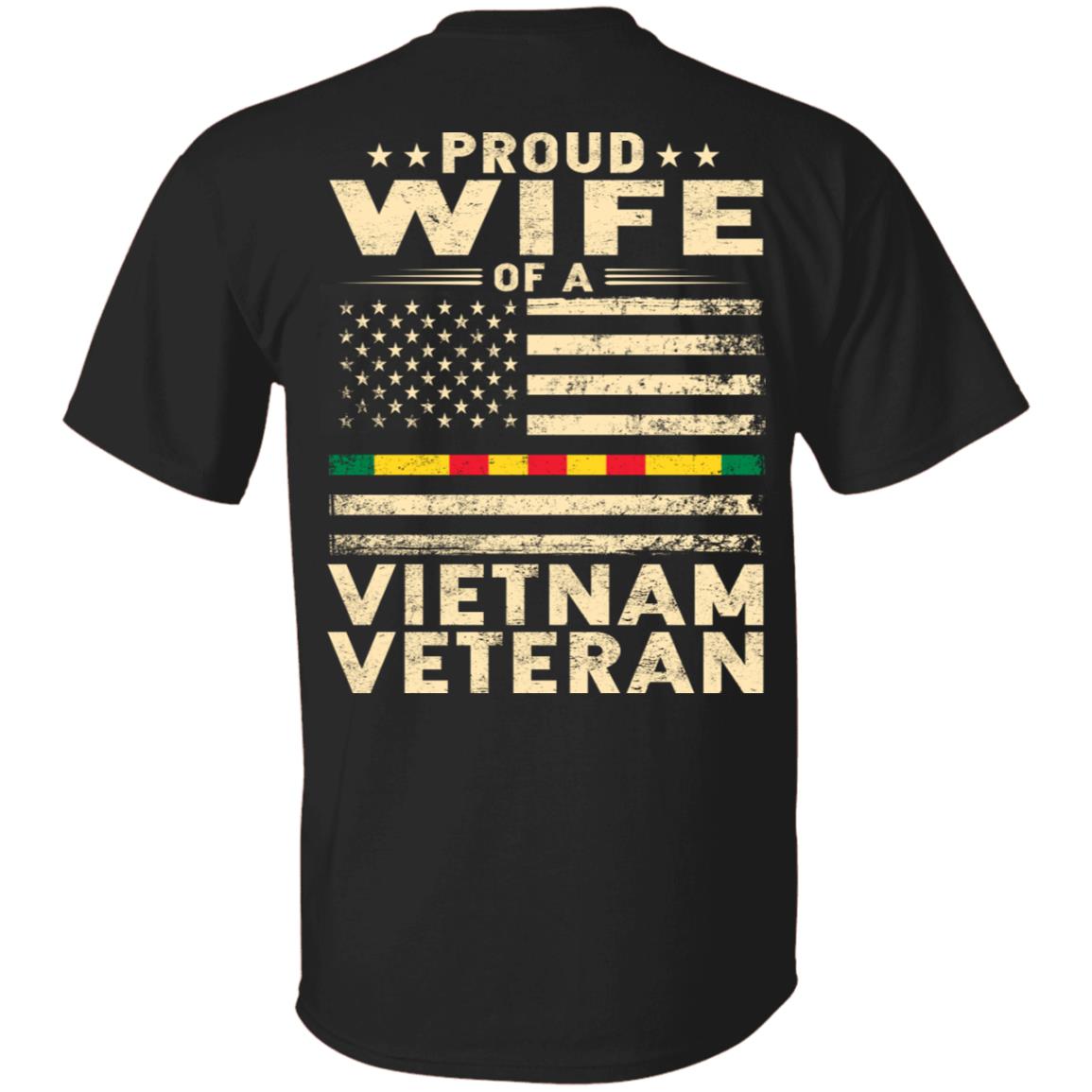 Vintage Proud Wife of a Vietnam Veteran American Flag T-Shirt - Vet's Family Veteran Day Gifts Shirt, Black, Unisex T-Shirt