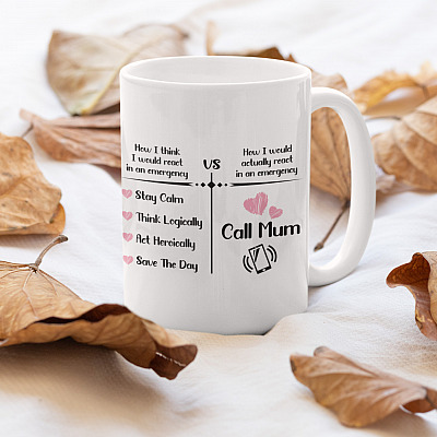 Alternative view of When I Actually React In An Emergency I Call Mum Coffee Mug - Beer Stein - Water Bottle - Color Changing Mug