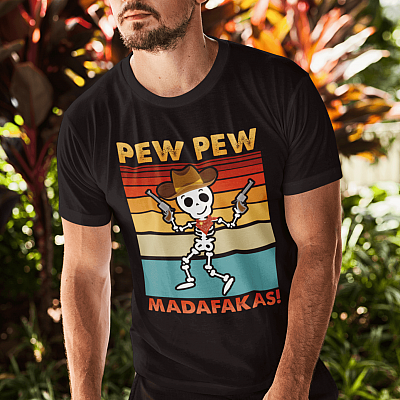 Alternative view of Skeleton Pew Pew Madafakas T-Shirt