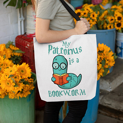 Alternative view of My Patronus Is A Bookworm All Over Print Tote Bag - Shoulder Bag - Book Lover Gift - Reading Lover Gift