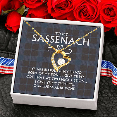 Alternative view of To My Sassenach Ye Are Blood of My Blood and Bone of My Bone Forever Love Pendant Necklace