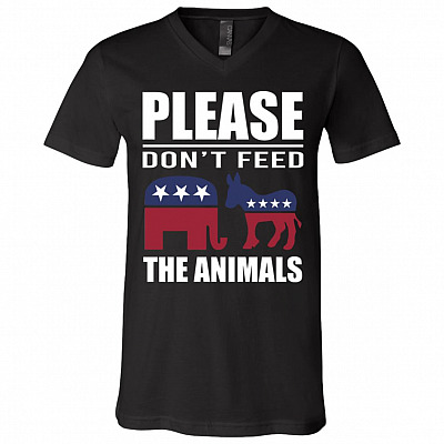 Please Don't T, Black, V-Neck T-Shirt
