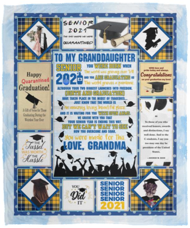 To My Granddaughter Blanket, White, Cozy Plush Fleece Blanket - 50x60
