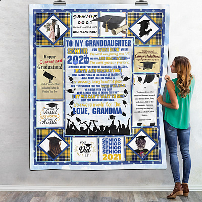 Alternative view of Grandma To My Granddaughter Senior 2021 You Were Born When The World Pandemic Class Of 2021 Fleece Blanket