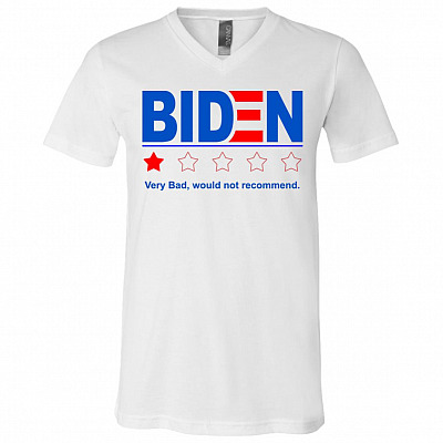 Biden Very Bad, White, V-Neck T-Shirt