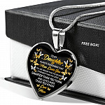 Mom to My Daughter Always Remember that Mom Loves You You Are Braver Than You Believe Heart Pendant Necklace - Heart Luxury Necklace (Silver)