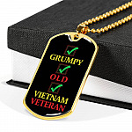 Grumpy Old Vietnam Veteran US Army Soldier Dog Tag Pendant Necklace - Dog Tag (Gold Plated)