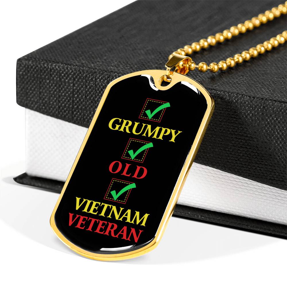Grumpy Old Vietnam Veteran US Army Soldier Dog Tag Pendant Necklace - Dog Tag (Gold Plated) Grumpy Old Vietnam Veteran US Army Soldier Dog Tag Pendant Necklace - Dog Tag (Gold Plated)