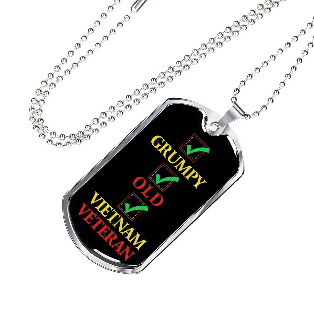 Grumpy Old Vietnam Veteran US Army Soldier Dog Tag Pendant Necklace - Dog Tag (Silver) Grumpy Old Vietnam Veteran US Army Soldier Dog Tag Pendant Necklace - Dog Tag (Silver)