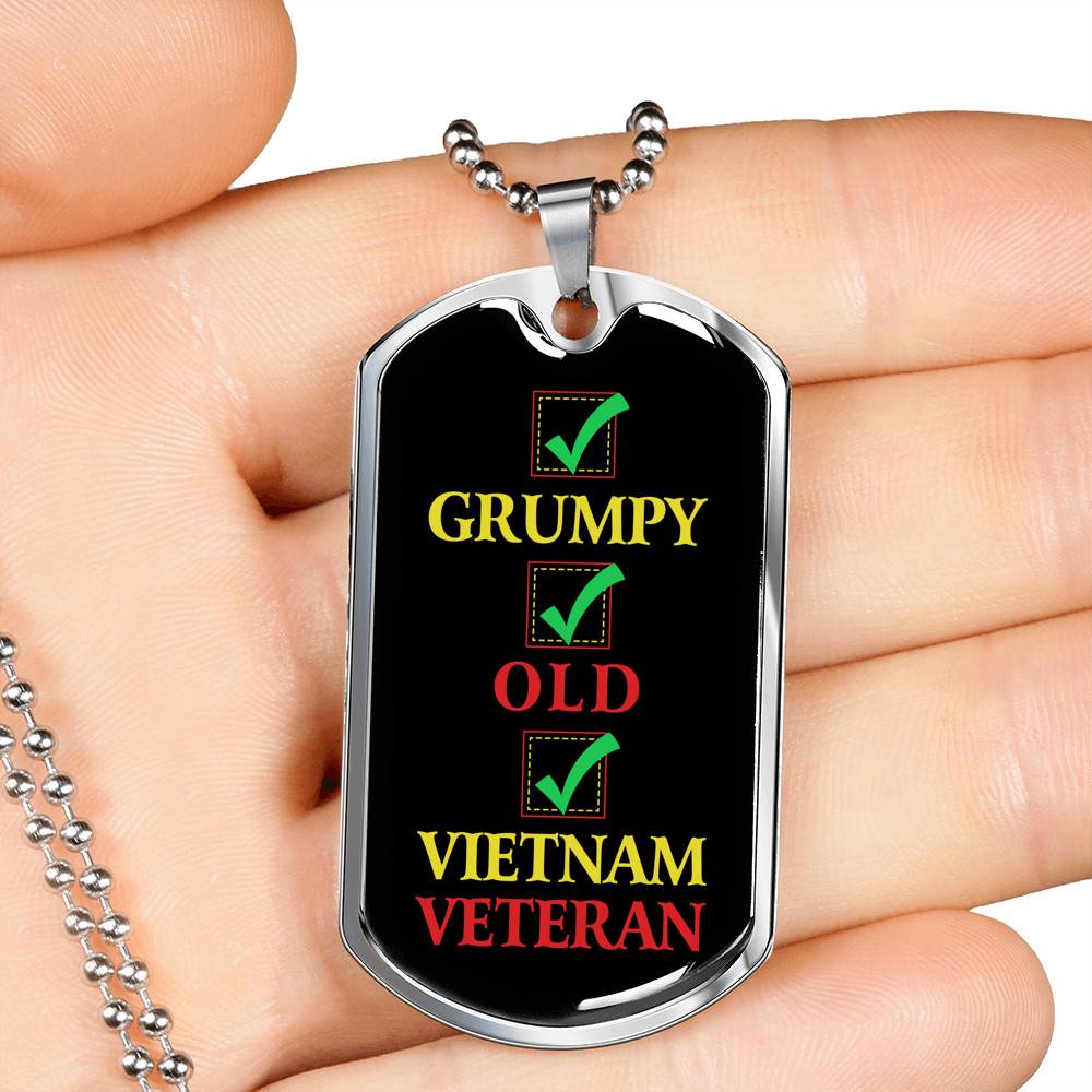 Grumpy Old Vietnam Veteran US Army Soldier Dog Tag Pendant Necklace - Dog Tag (Silver) Grumpy Old Vietnam Veteran US Army Soldier Dog Tag Pendant Necklace - Dog Tag (Silver)