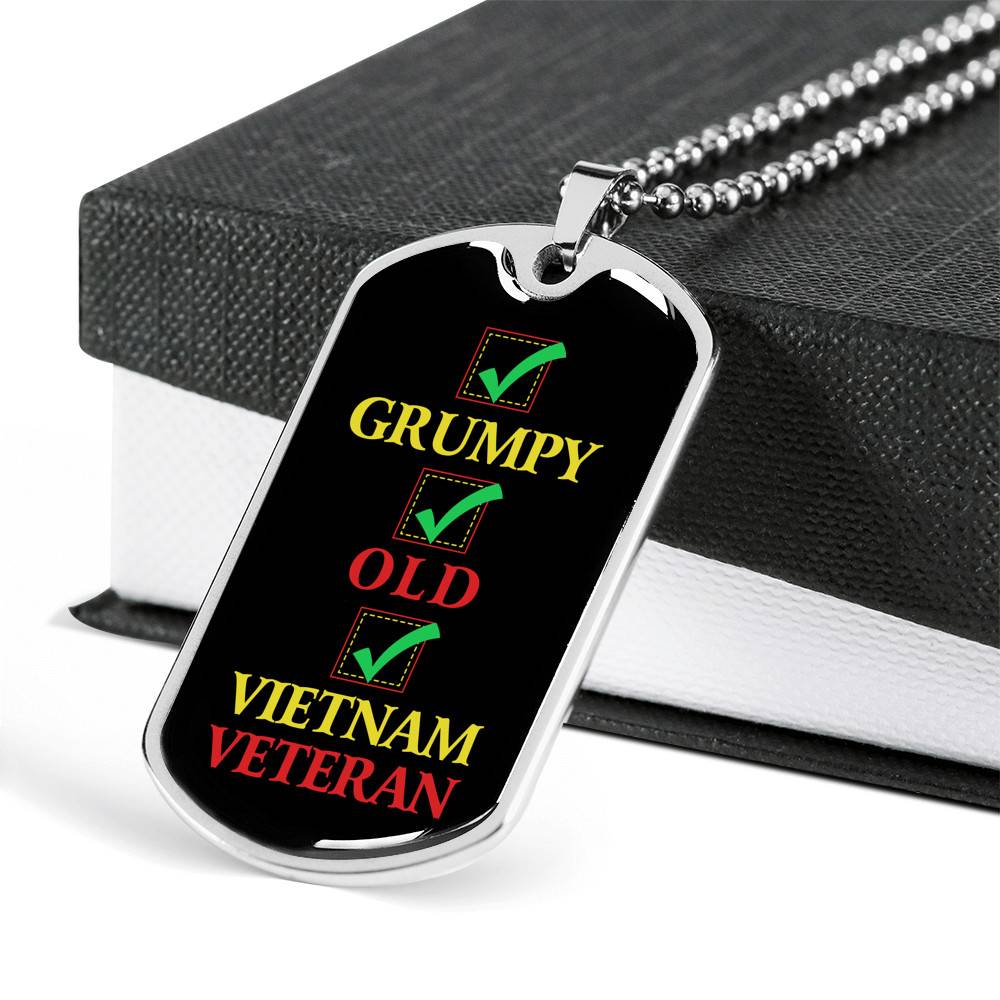 Grumpy Old Vietnam Veteran US Army Soldier Dog Tag Pendant Necklace - Dog Tag (Silver) Grumpy Old Vietnam Veteran US Army Soldier Dog Tag Pendant Necklace - Dog Tag (Silver)