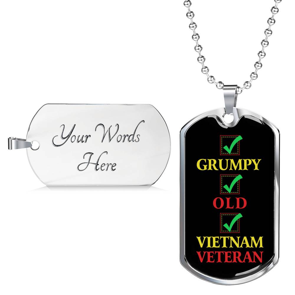 Grumpy Old Vietnam Veteran US Army Soldier Dog Tag Pendant Necklace - Dog Tag (Silver) Grumpy Old Vietnam Veteran US Army Soldier Dog Tag Pendant Necklace - Dog Tag (Silver)