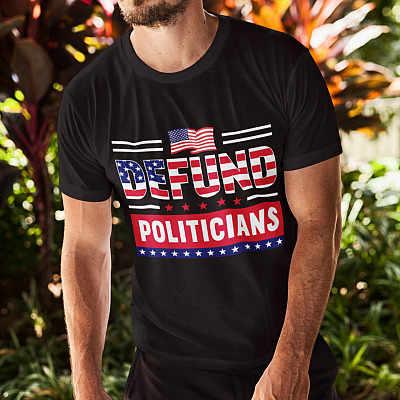Alternative view of Defund Politicians Political T-Shirt - V-Neck Tee - My Governor Is an Idiot Patriotic Tee