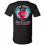 I'm Not Just A Mom I'm A Mom To A Child With Wings Print On Back T-Shirt Only - Loss Of Son Memorial V-Neck Tee, Black, V-Neck T-Shirt