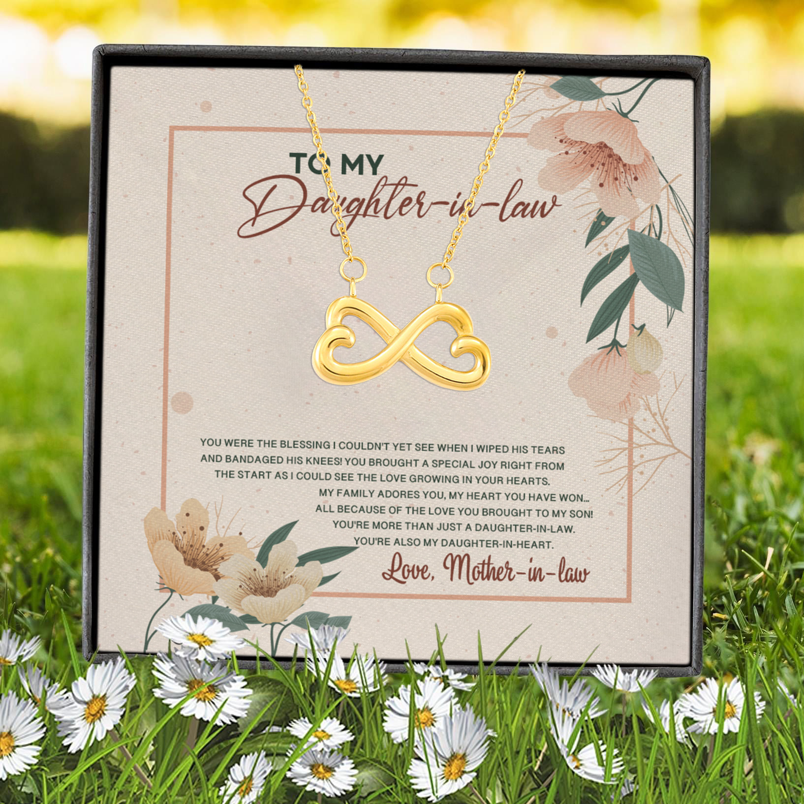 6VT. To My Daughter In Law You Were Blessing Infinity Heart Necklace (Gold) 7