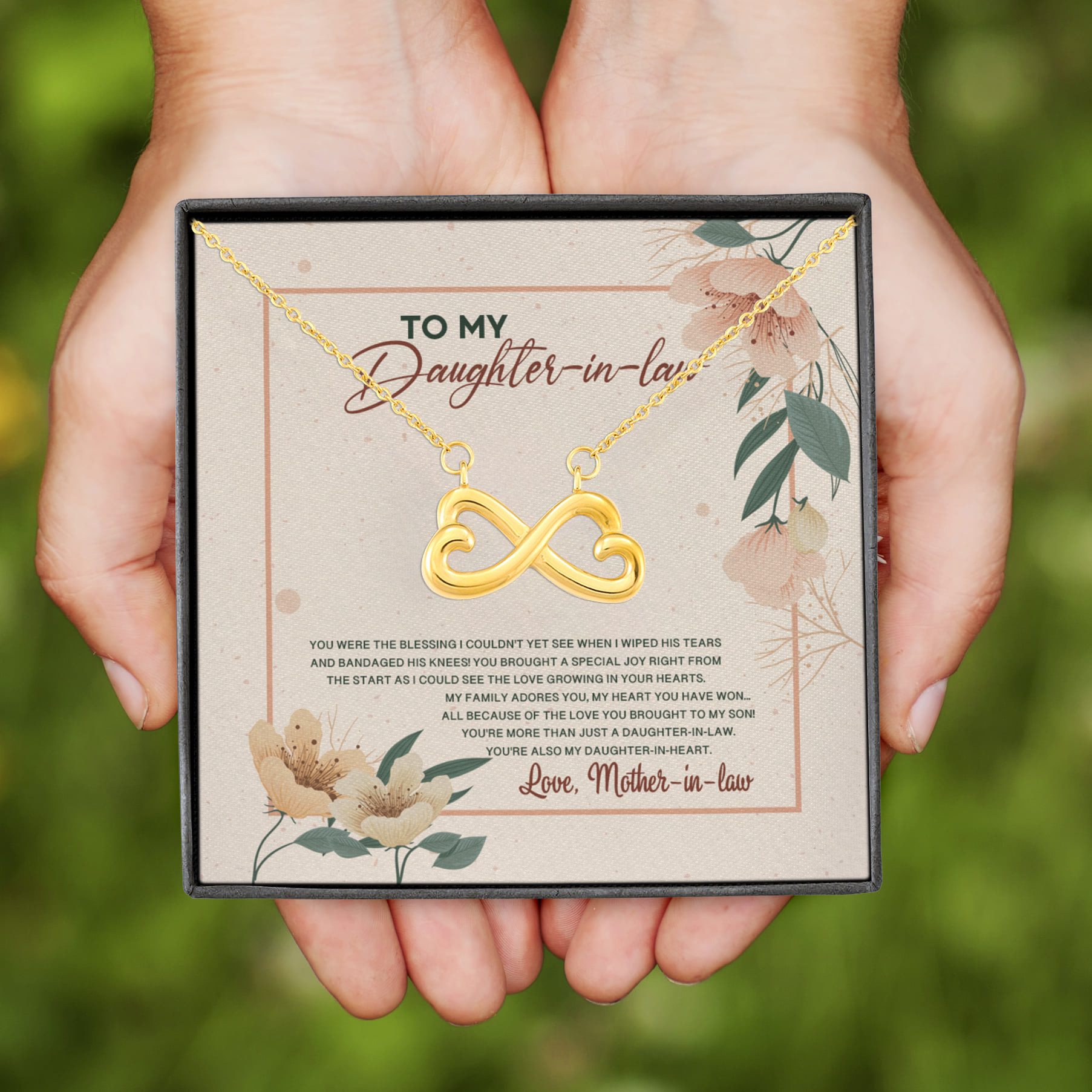 6VT. To My Daughter In Law You Were Blessing Infinity Heart Necklace (Gold)