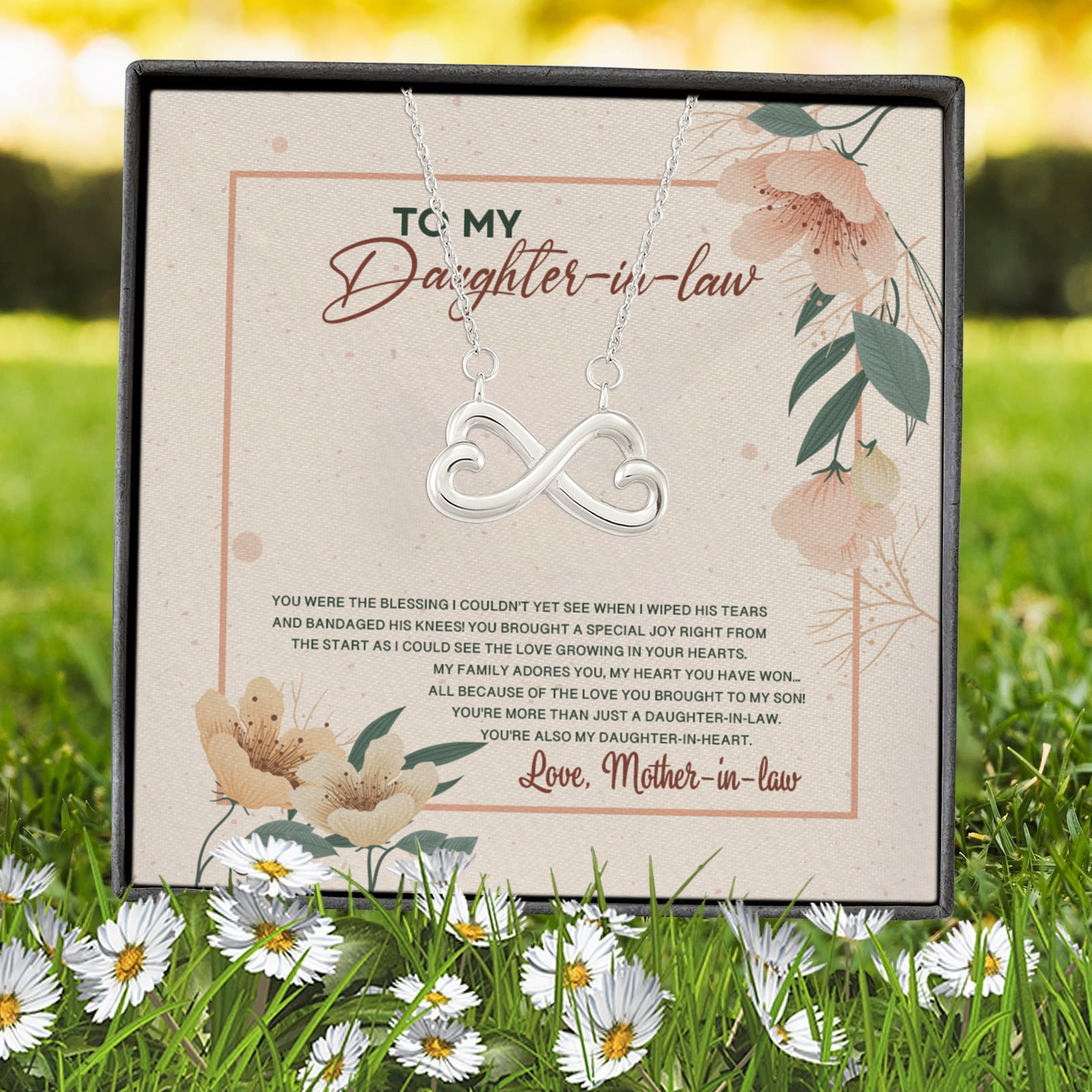 6VT. To My Daughter In Law You Were Blessing Infinity Heart Necklace (Silver) 7