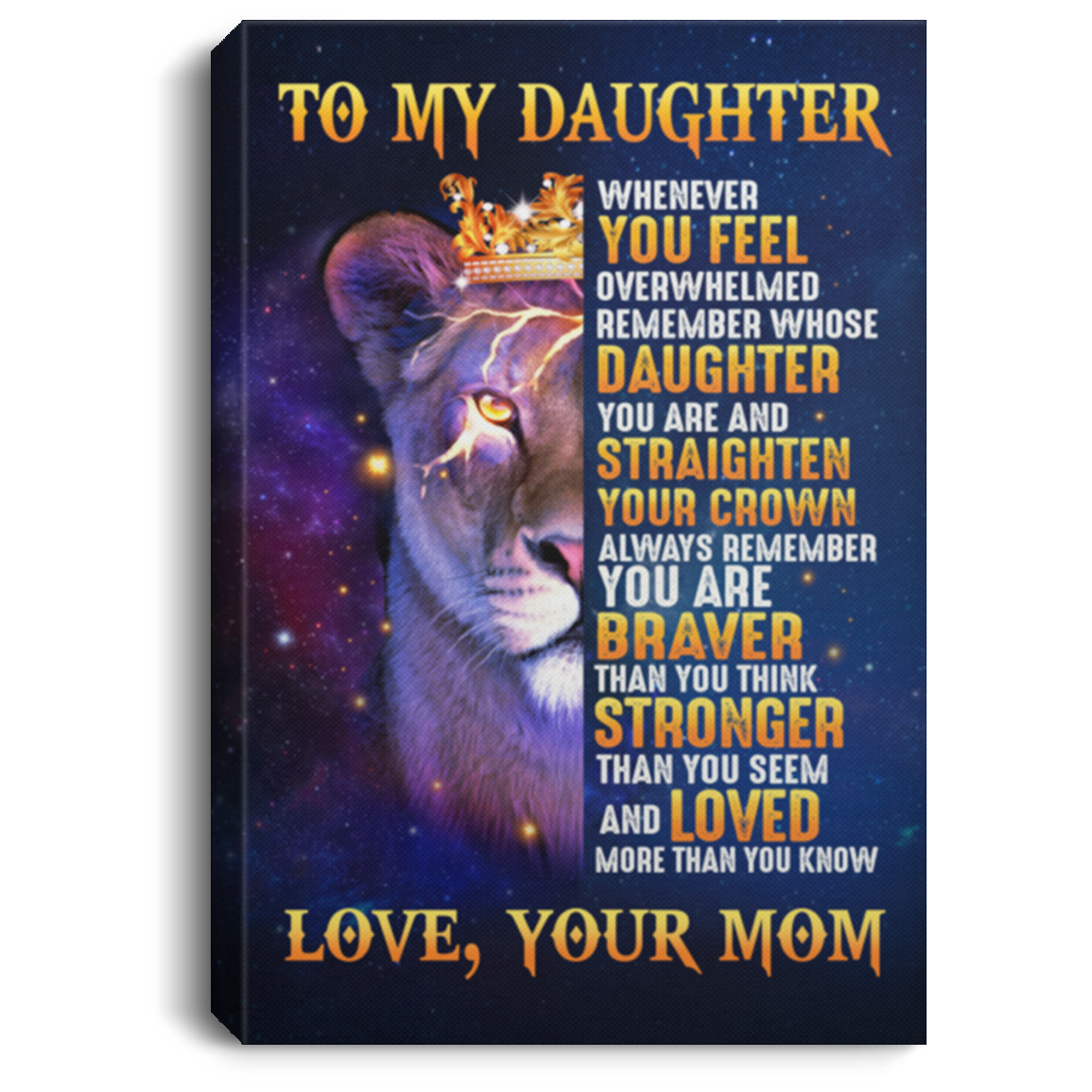 Daughter Framed Canvas From Mom - Remember Whose Daughter You Are Straighten Your Crown Unframed Poster, White, 0.75'' Framed Canvas Daughter Framed Canvas From Mom - Remember Whose Daughter You Are Straighten Your Crown Unframed Poster, White, 0.75'' Framed Canvas