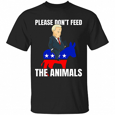 Defund Politicians Please Don't Feed the Animals T-Shirt - V-Neck Tee - Anti Biden Liberals Tears Shirt, Black, Unisex T-Shirt