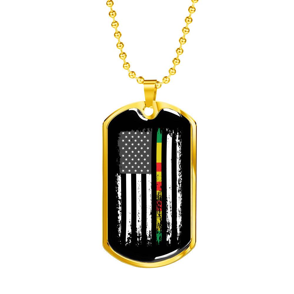 Proud Vietnam Veteran American Flag Dog Tag Pendant Necklace Veteran's Day Gifts - Dog Tag (Gold Plated)
