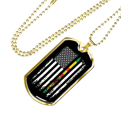 Proud Vietnam Veteran American Flag Dog Tag Pendant Necklace Veteran's Day Gifts - Dog Tag (Gold Plated)