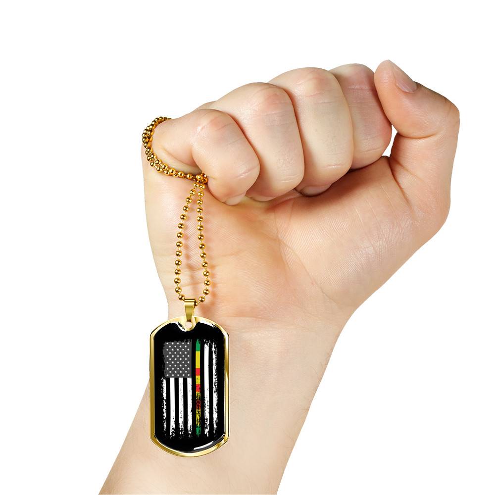 Proud Vietnam Veteran American Flag Dog Tag Pendant Necklace Veteran's Day Gifts - Dog Tag (Gold Plated)