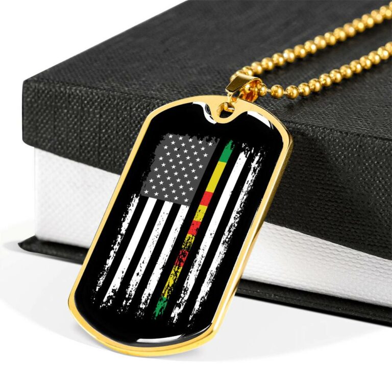 Proud Vietnam Veteran American Flag Dog Tag Pendant Necklace Veteran's Day Gifts - Dog Tag (Gold Plated)