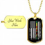 Proud Vietnam Veteran American Flag Dog Tag Pendant Necklace Veteran's Day Gifts - Dog Tag (Gold Plated)
