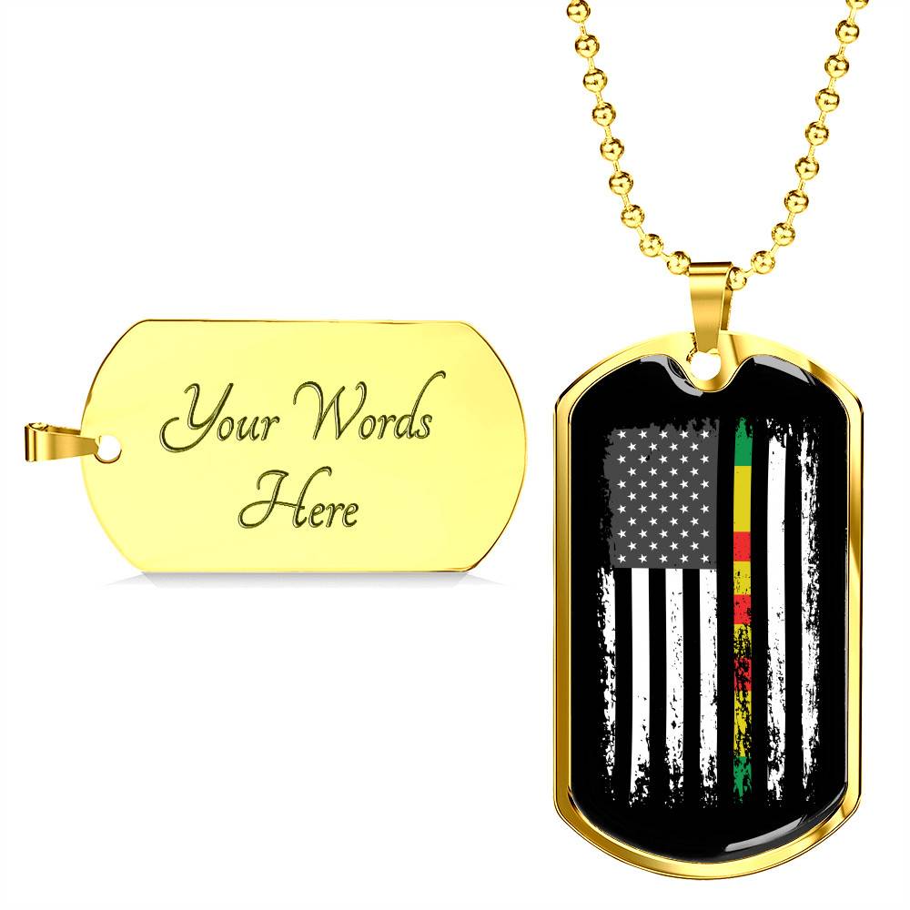 Proud Vietnam Veteran American Flag Dog Tag Pendant Necklace Veteran's Day Gifts - Dog Tag (Gold Plated)