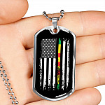 Proud Vietnam Veteran American Flag Dog Tag Pendant Necklace Veteran's Day Gifts - Dog Tag (Silver)