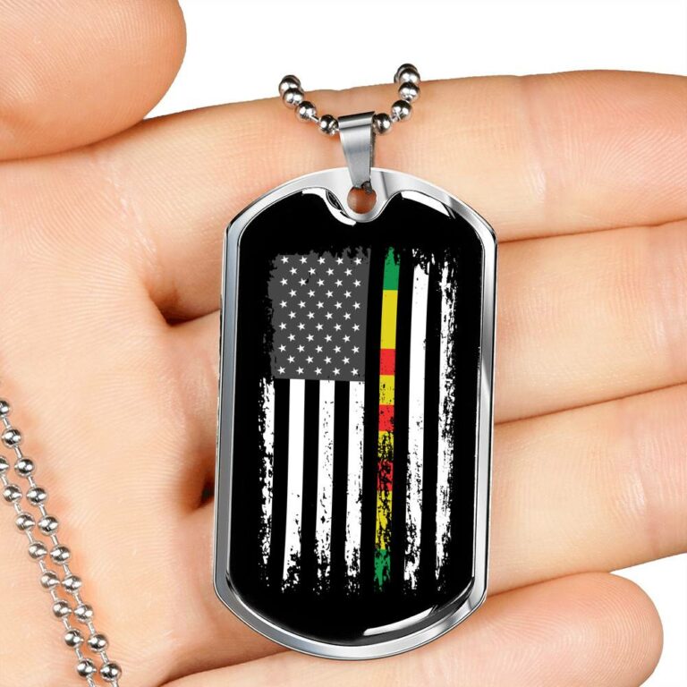 Proud Vietnam Veteran American Flag Dog Tag Pendant Necklace Veteran's Day Gifts - Dog Tag (Silver)