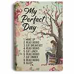 Girl Reading Book My Perfect Day Wake Up Read Books Floral Gallery Wrapped Framed Canvas Prints - Unframed Poster, White, 0.75'' Framed Canvas Girl Reading Book My Perfect Day Wake Up Read Books Floral Gallery Wrapped Framed Canvas Prints - Unframed Poster, White, 0.75'' Framed Canvas
