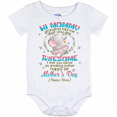 Personalized Mommy onesies, White, Baby Onesie - 12 Month