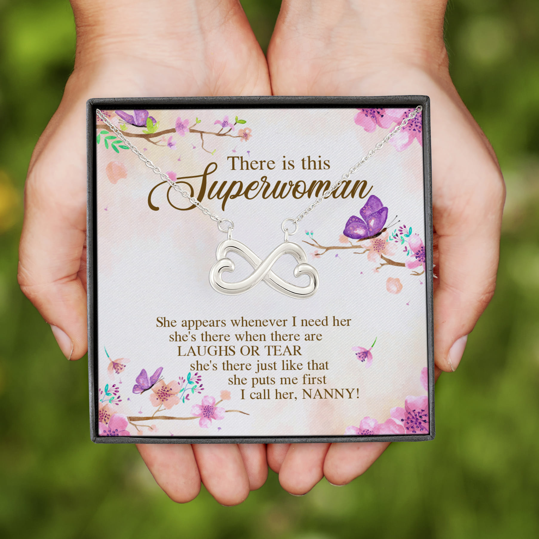 6NH. Superwoman Nanny -CARD Infinity Heart Necklace (Silver)