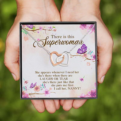 There Is This Superwoman Nanny Interlocking Hearts Pendant Necklace