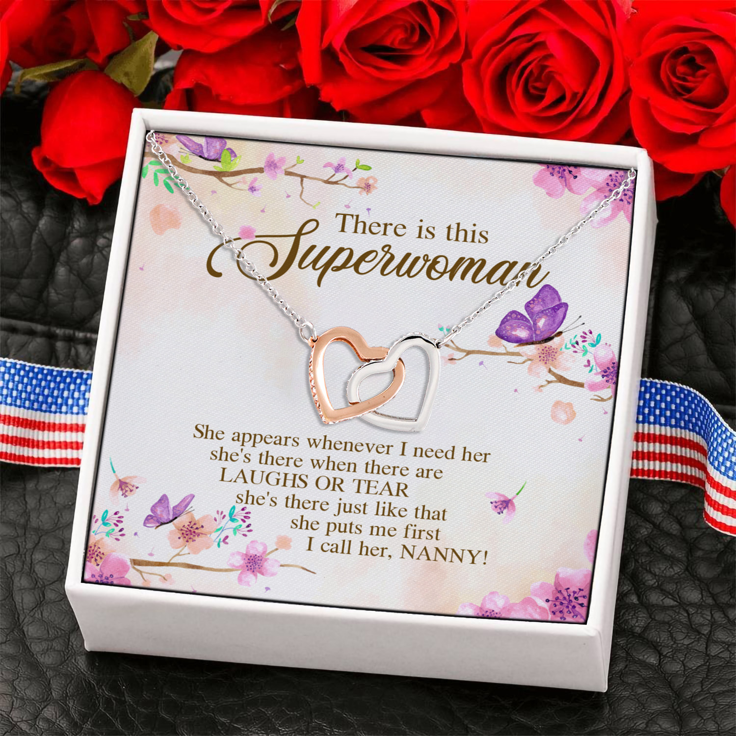 6NH. Superwoman Nanny -CARD Interlocking Hearts Necklace 6