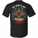My Mom Is My Guardian Angel She Watches Over My Back Jesus Cross Mom In Heaven Print On Back T-Shirt Only, Black, Unisex T-Shirt