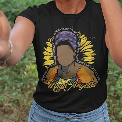 Alternative view of Maya Angelou Still I Rise T-Shirt - V-neck - Phenomenal Women Feminist Shirt