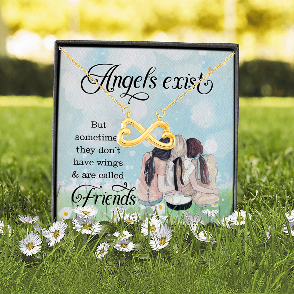 1P. Angel friends - 3 Infinity Heart Necklace (Gold) 2