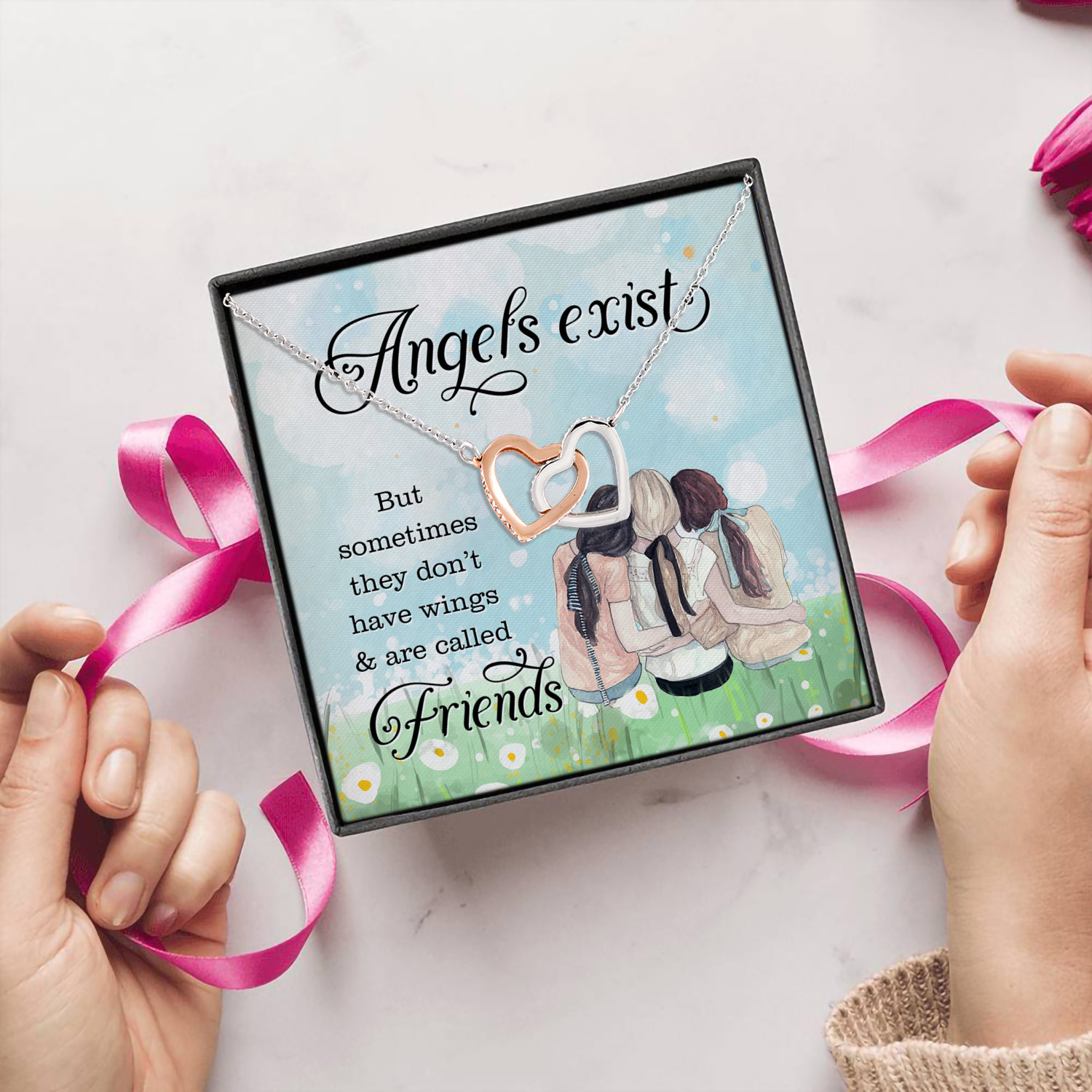 1P. Angel friends - 3 Interlocking Hearts Necklace 5