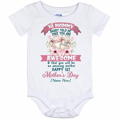 Personalized Daddy Told, White, Baby Onesie - 12 Month