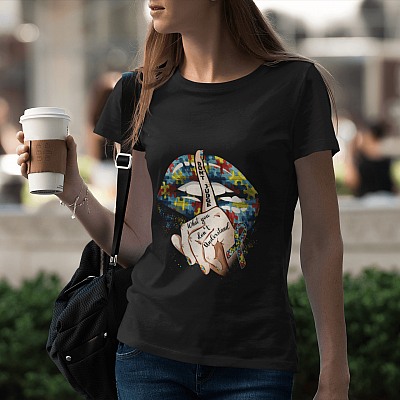 Alternative view of Don't Judge What You Don't Understand Autism Lips T-shirt - V-neck Tee - Autism Awareness Shirt