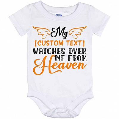 Alternative view of Personalized Watches Over Me From Heaven Baby Onesie - Toddler Infant Bodysuit - Sent from Heaven Onesie