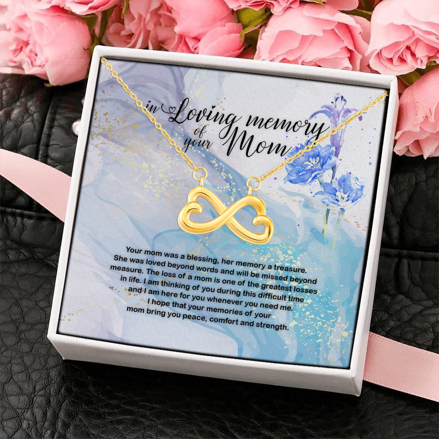 5O. Loving Memory Mom Infinity Heart Necklace (Gold) 4