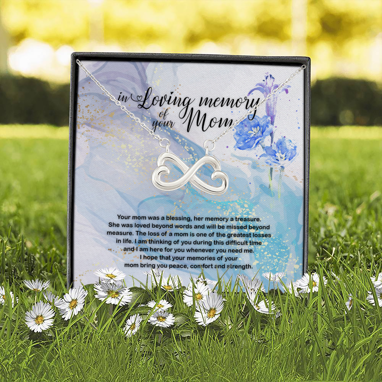 5O. Loving Memory Mom Infinity Heart Necklace (Silver) 2