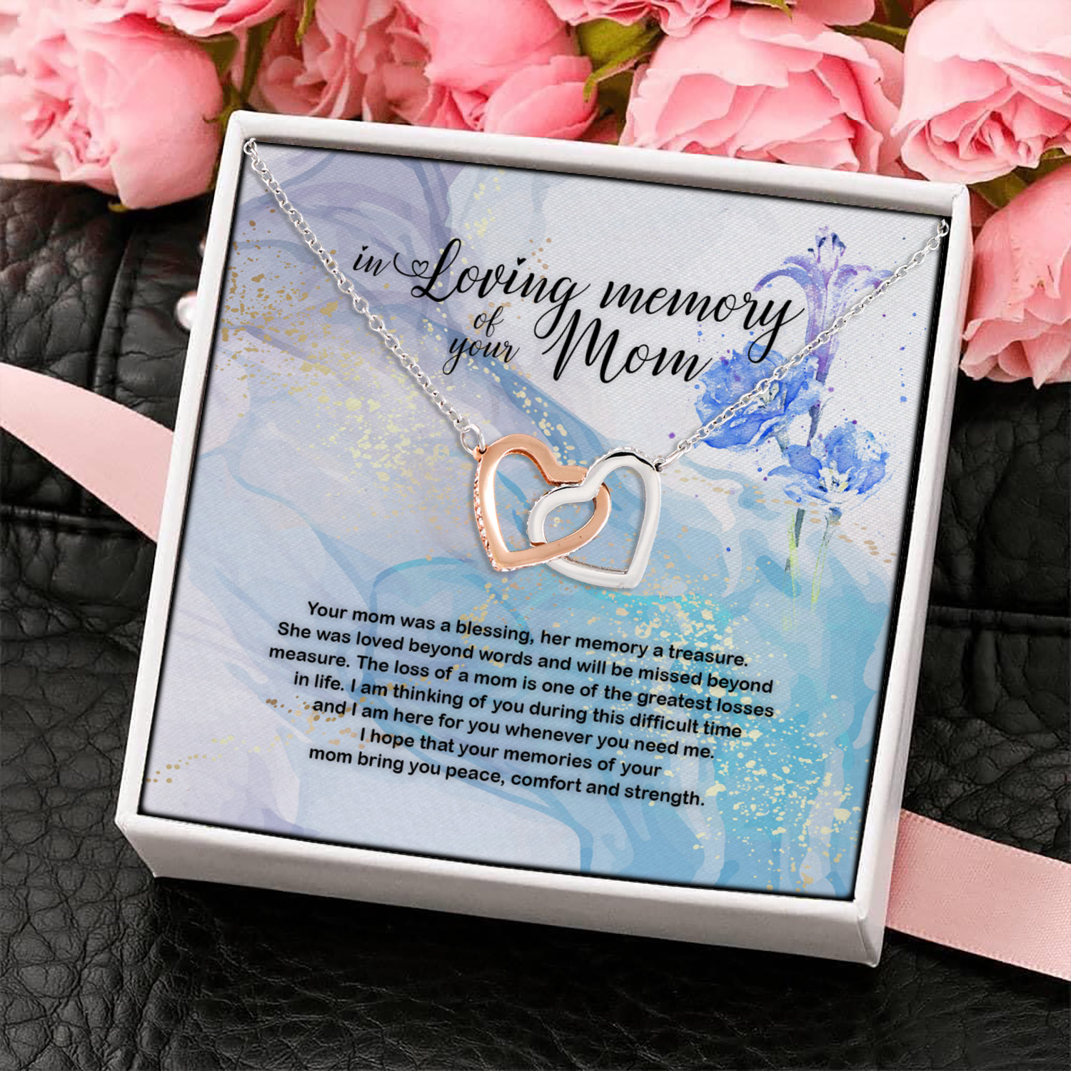5O. Loving Memory Mom Interlocking Hearts Necklace 4