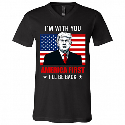 trump vneck, Black, V-Neck T-Shirt