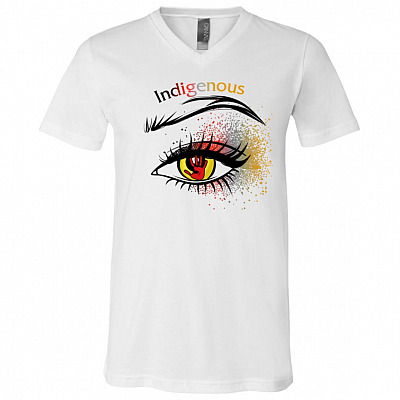 Indigenous, White, V-Neck T-Shirt