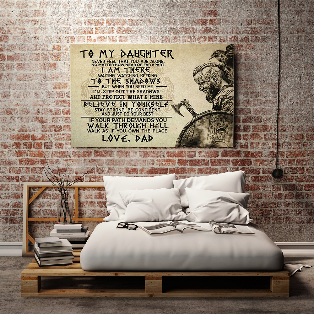 2VT. Viking Dad To My Daughter Never Feel That canvas mockup