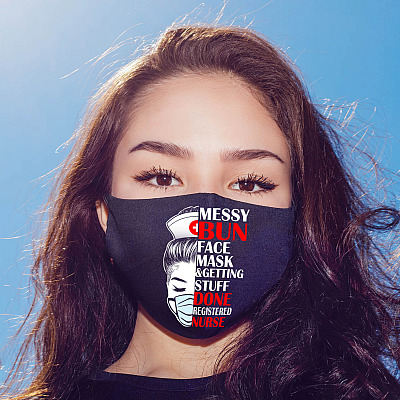 Alternative view of Messy Bun Face Mask And Getting Stuff Done Registered Nurse Washable Reusable Custom Printed Cloth Face Mask Cover
